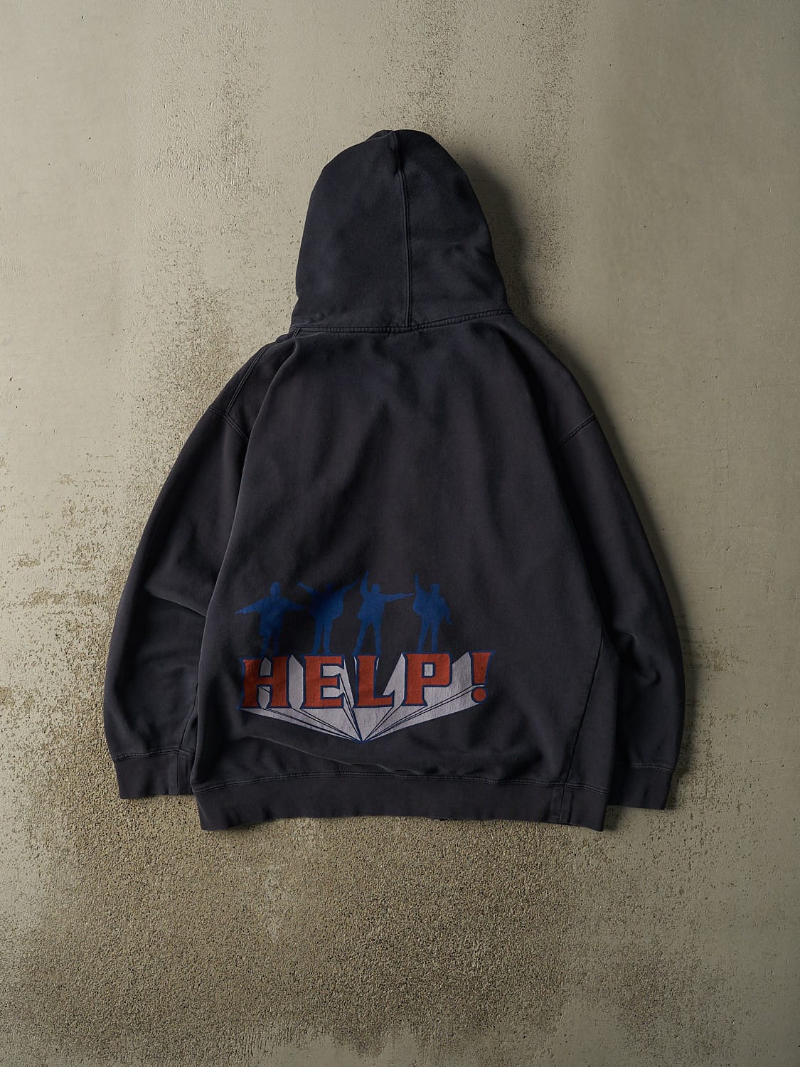 Vintage 90s Navy Blue The Beatles "Help!" Zip Up Hoodie (XL/XXL)