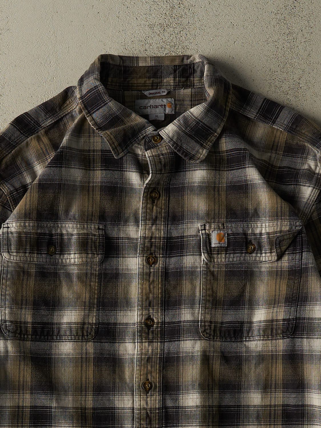 Vintage Y2K Green Carhartt Plaid Button Up Long Sleeve (XXL/XXXL)