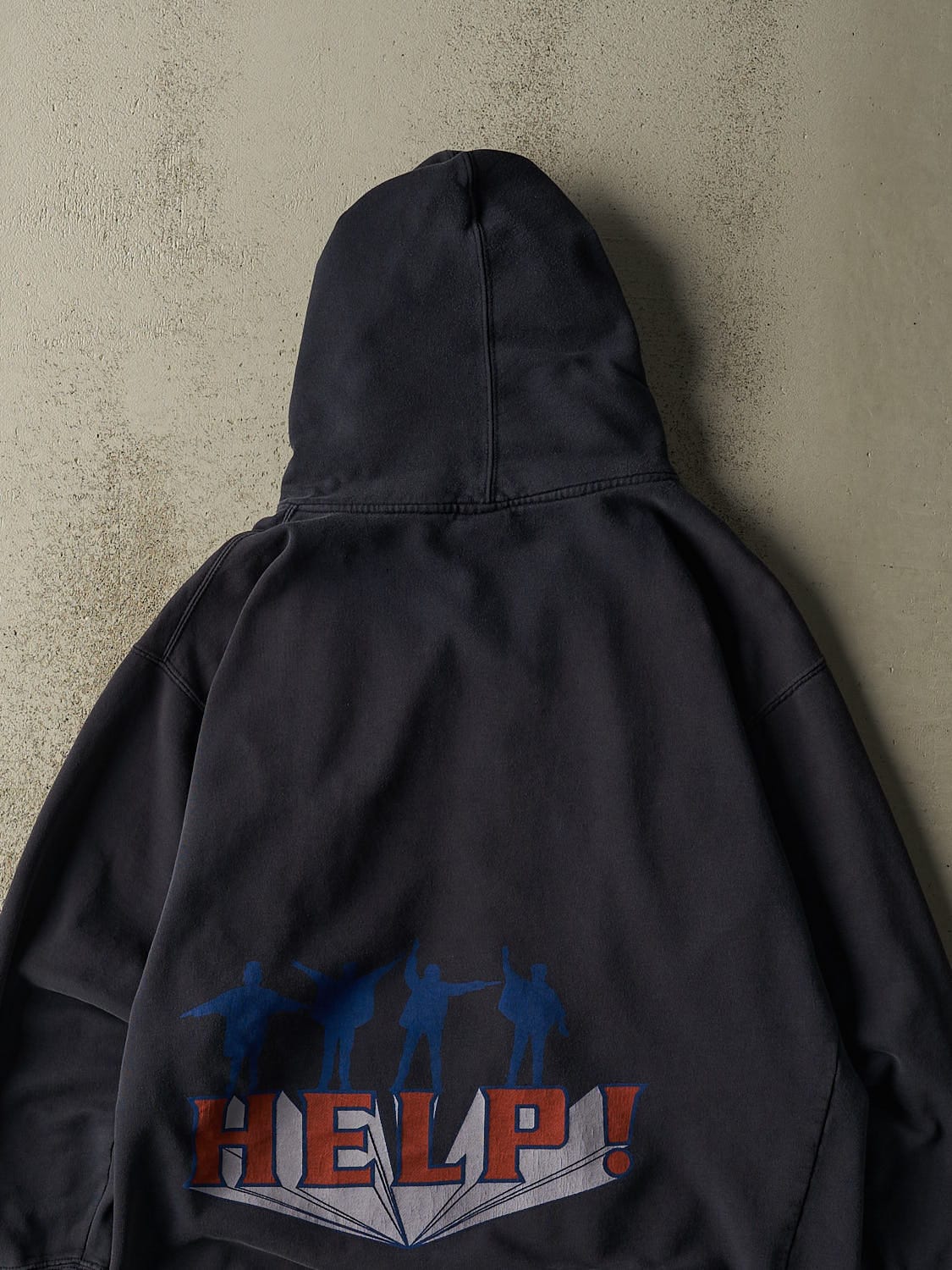 Vintage 90s Navy Blue The Beatles "Help!" Zip Up Hoodie (XL/XXL)