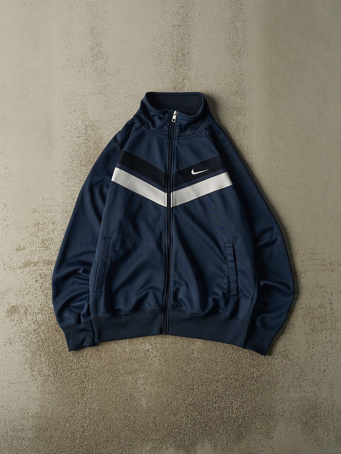 Vintage Y2K Navy Blue Nike Zip Up Track Sweater (M/L)
