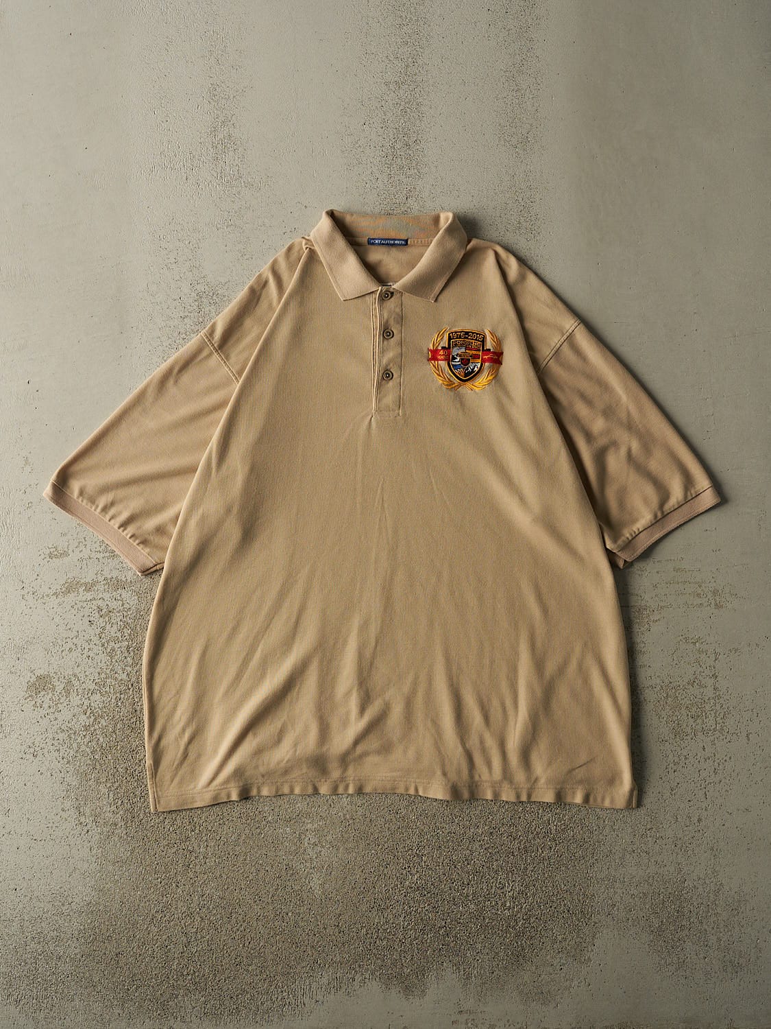 15' Beige Porsche Club of America Quarter Button Tee (XXL/XXXL)