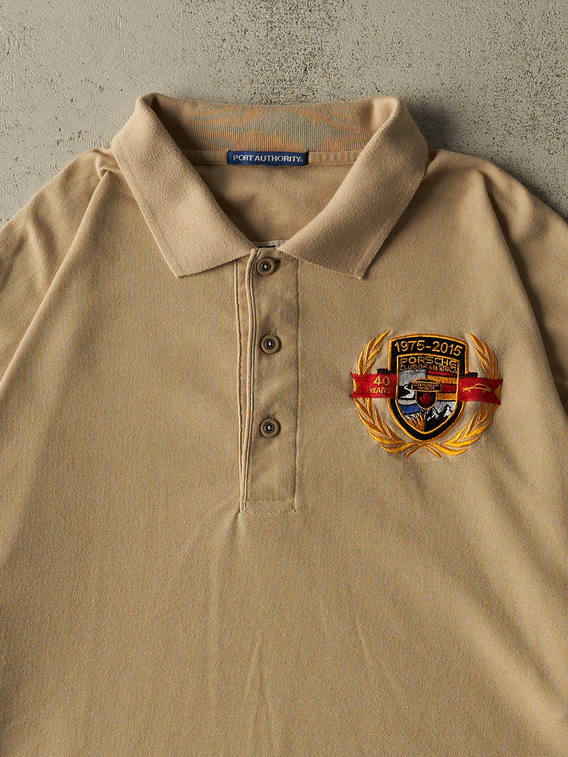 15' Beige Porsche Club of America Quarter Button Tee (XXL/XXXL)
