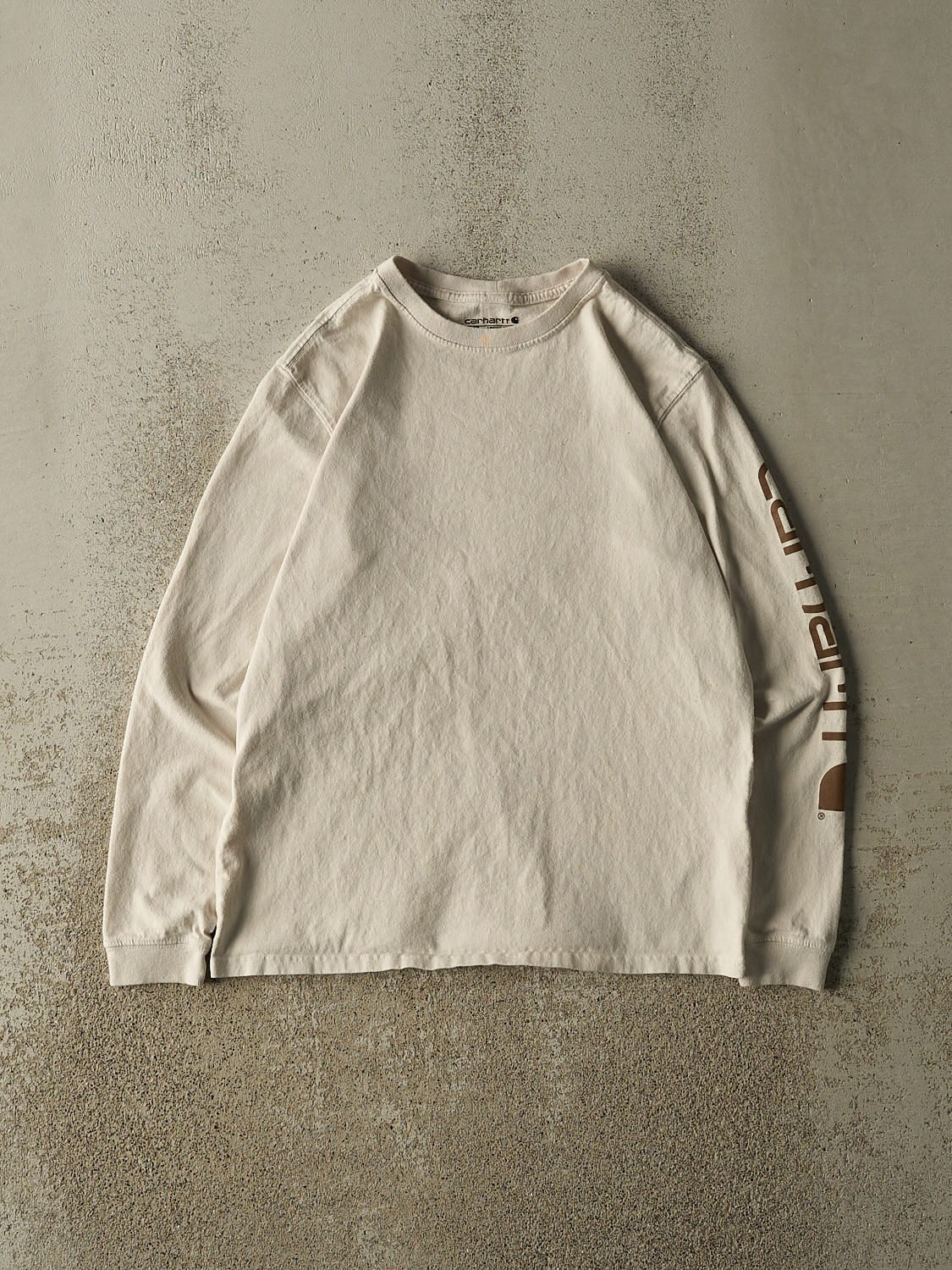 Vintage Y2K Beige Carhartt Long Sleeve (S)