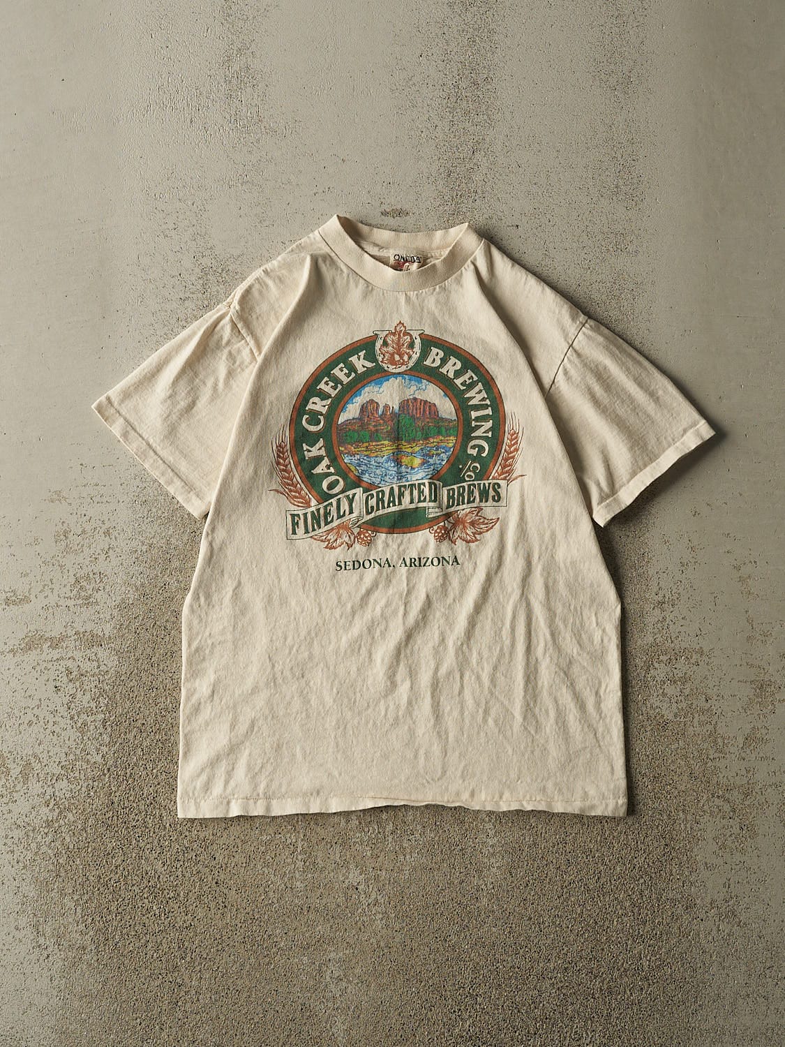 Vintage 90s Beige Oak Creek Brewing Tee (S/M)