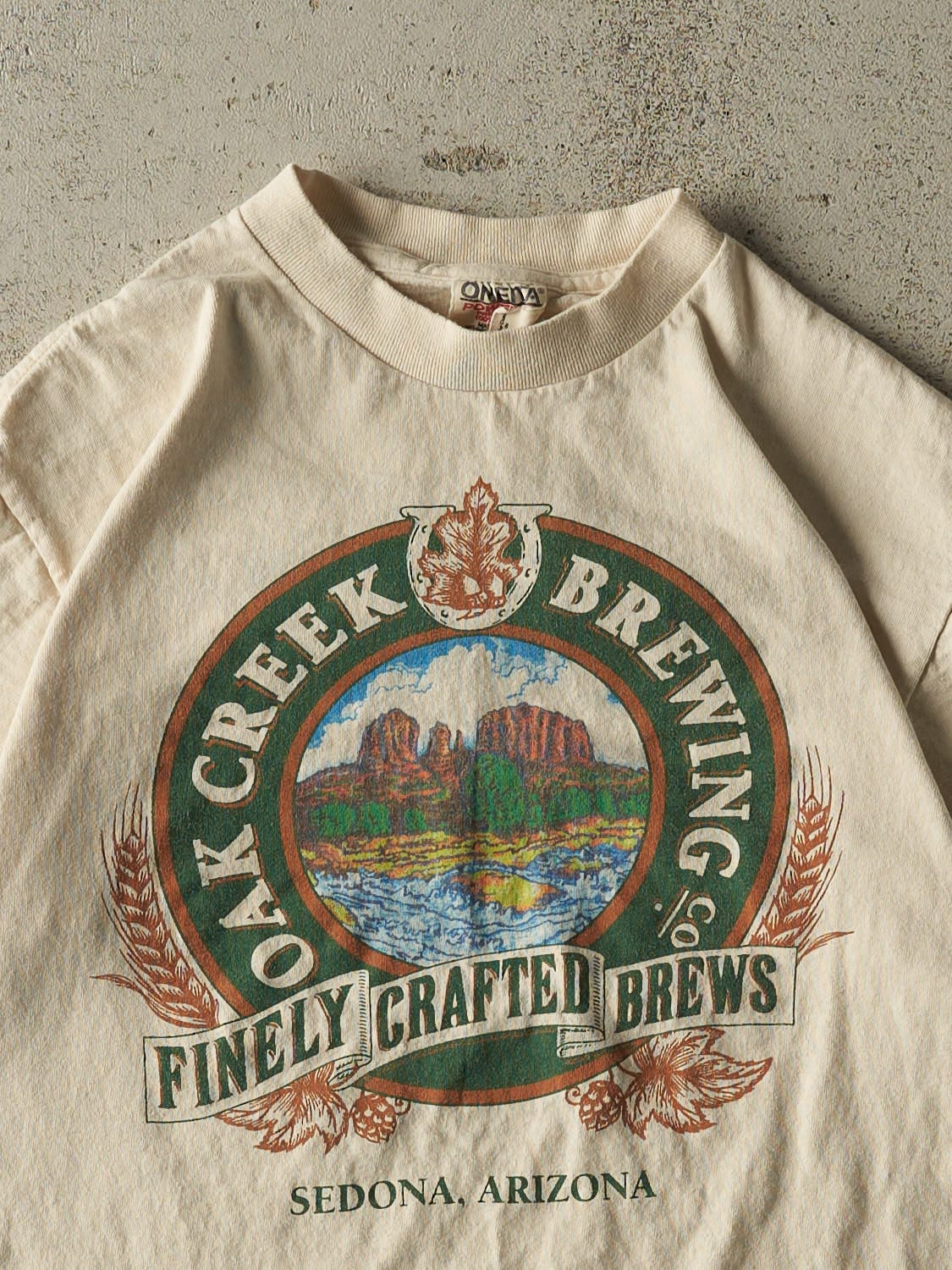 Vintage 90s Beige Oak Creek Brewing Tee (S/M)