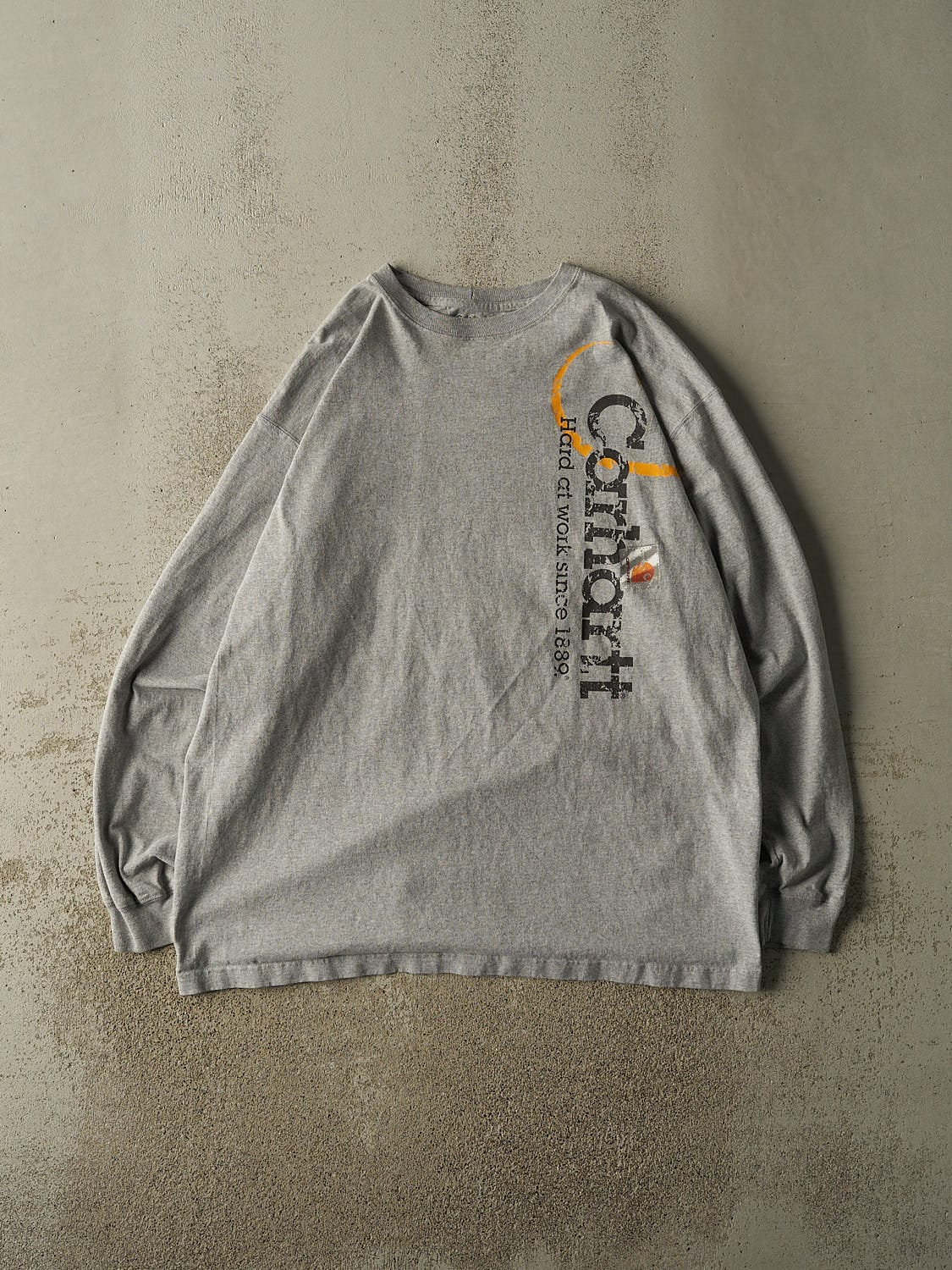 Vintage Y2K Grey Carhartt Long Sleeve (XXL)