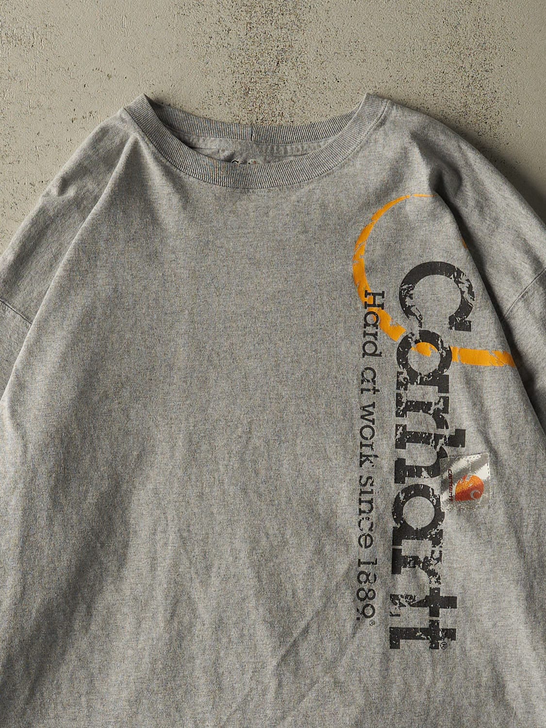 Vintage Y2K Grey Carhartt Long Sleeve (XXL)