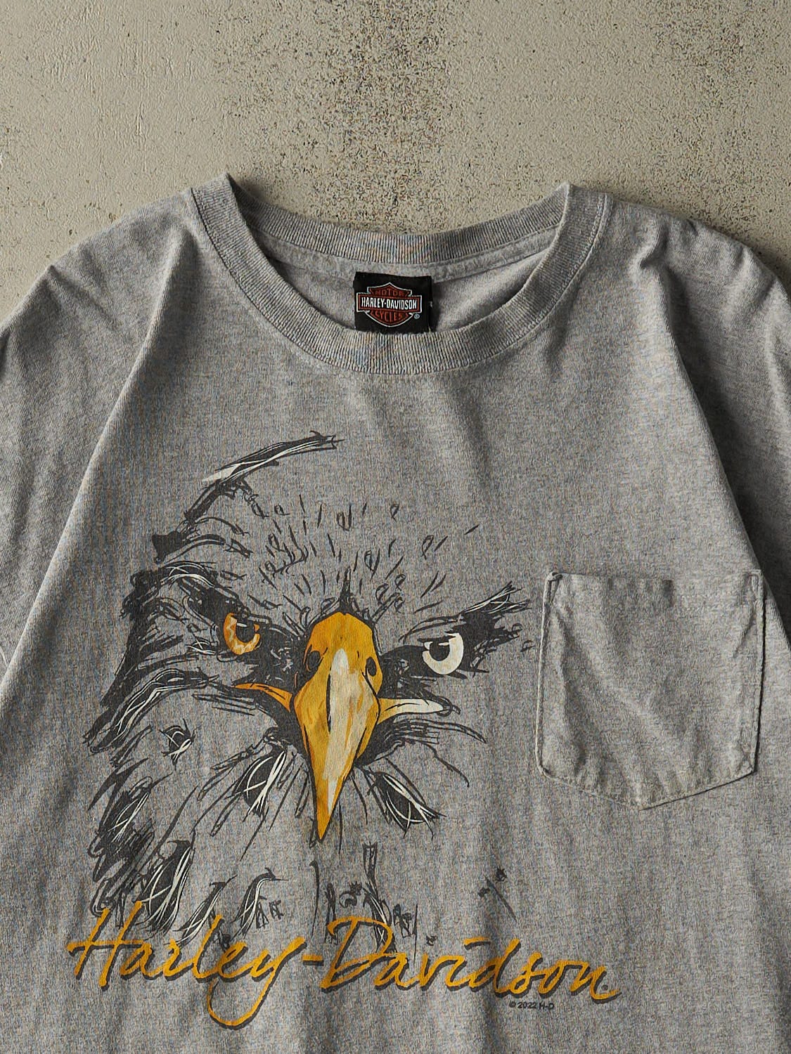22' Grey Harley Davidson Bellmore NY Pocket Tee (L/XL)