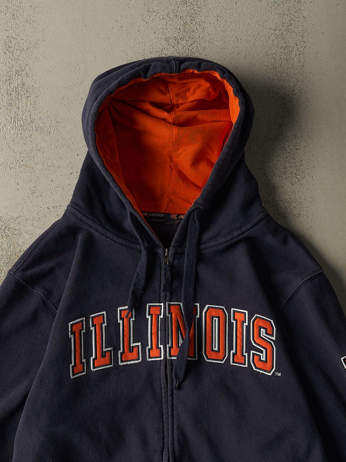 Vintage Y2K Navy Blue University of Illinois Zip Up Hoodie (XL)