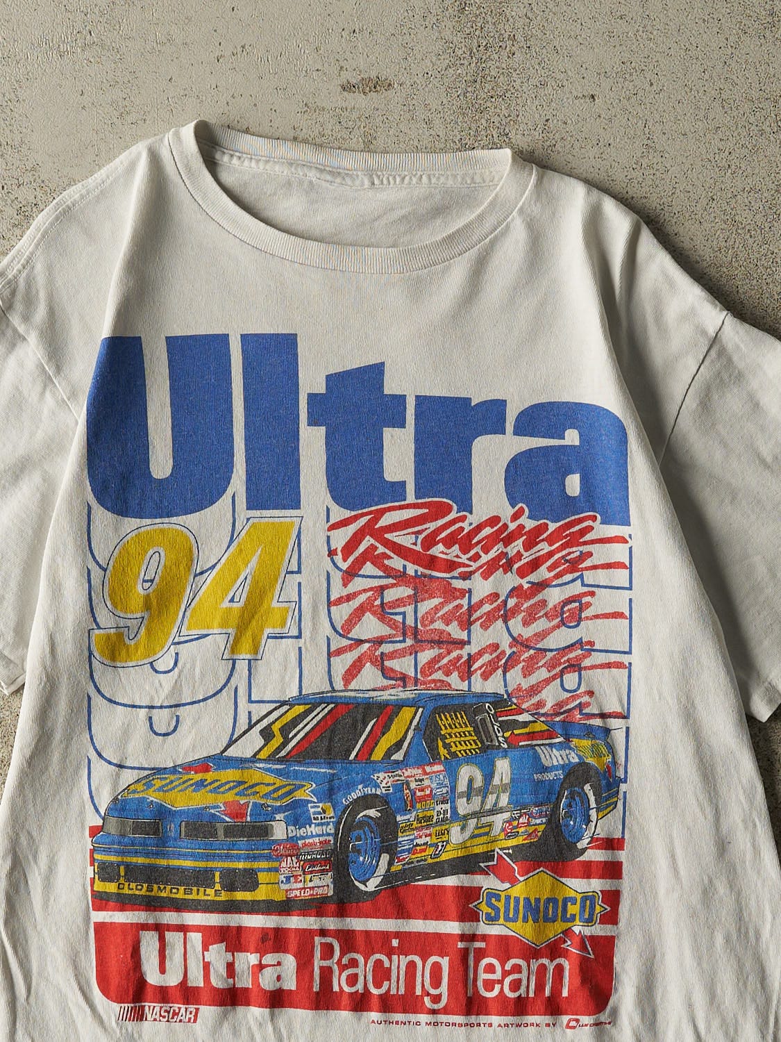 Vintage Y2K White Sunoco Racing Tee (S/M)