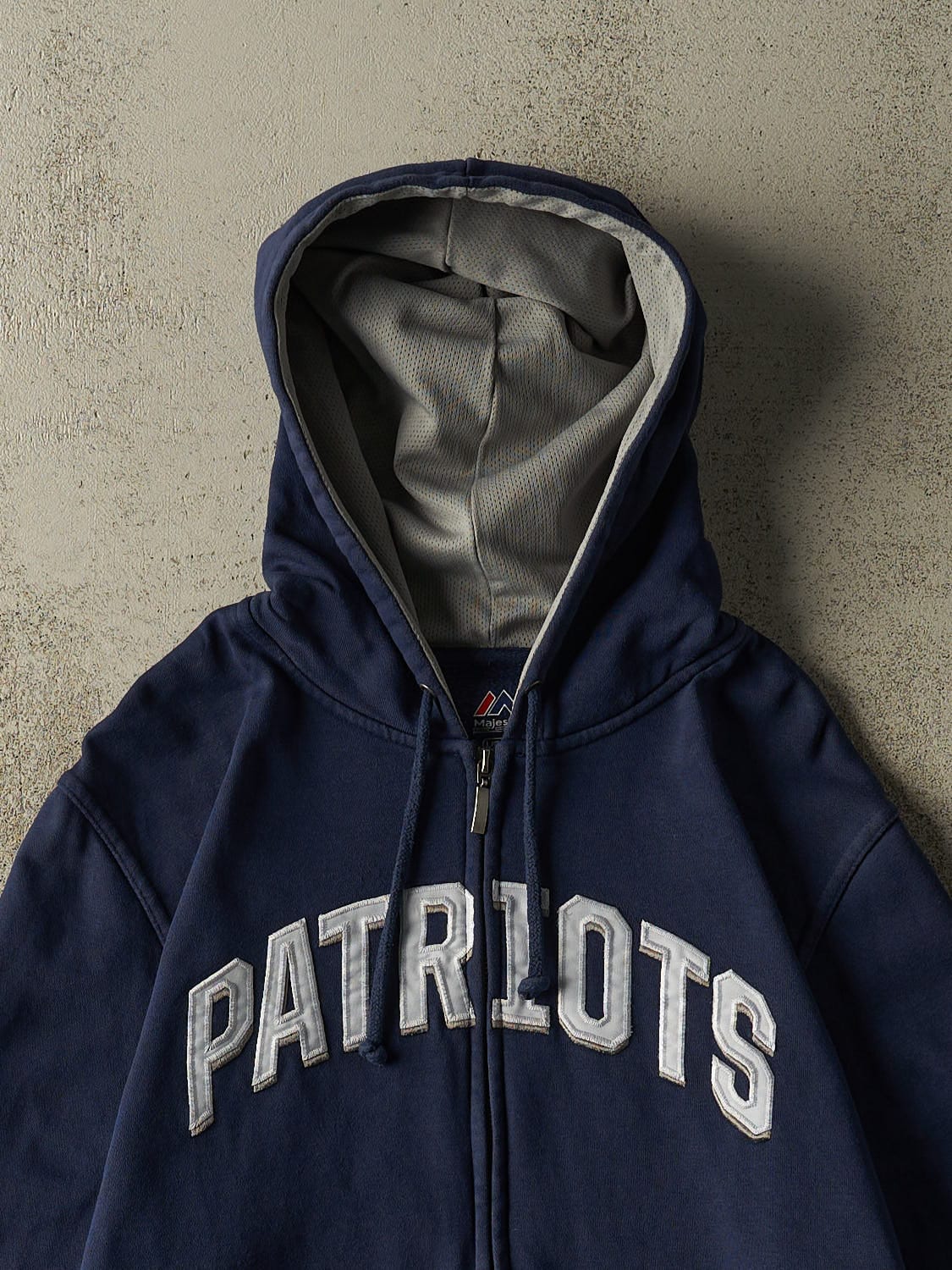 Vintage Y2K Navy Blue New England Patriots Zip Up Hoodie (L/XL)