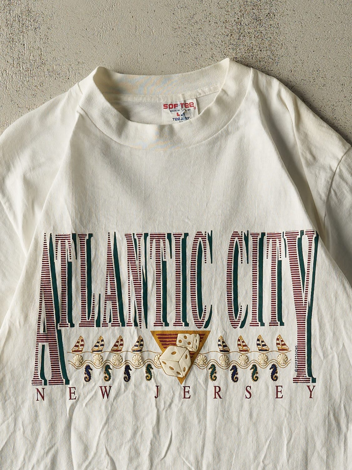 Vintage 80s White Atlantic City New Jersey Single Stitch Tee (S)