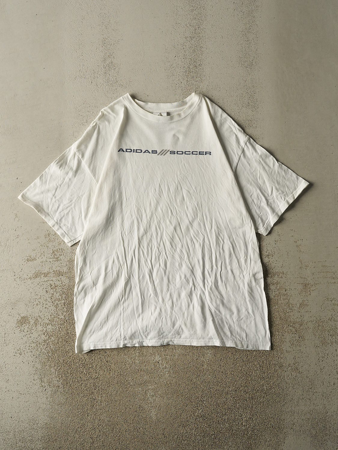 Vintage 90s White Adidas Soccer Tee (L/XL)