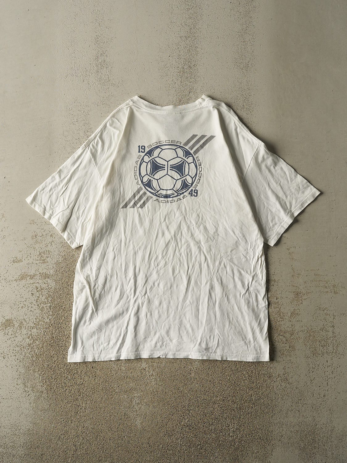 Vintage 90s White Adidas Soccer Tee (L/XL)
