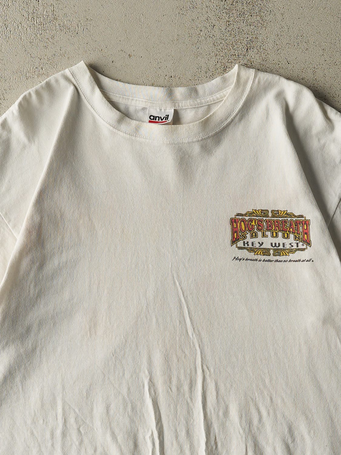 Vintage Y2K White Hogs Breath Saloon Tee (L/XL)
