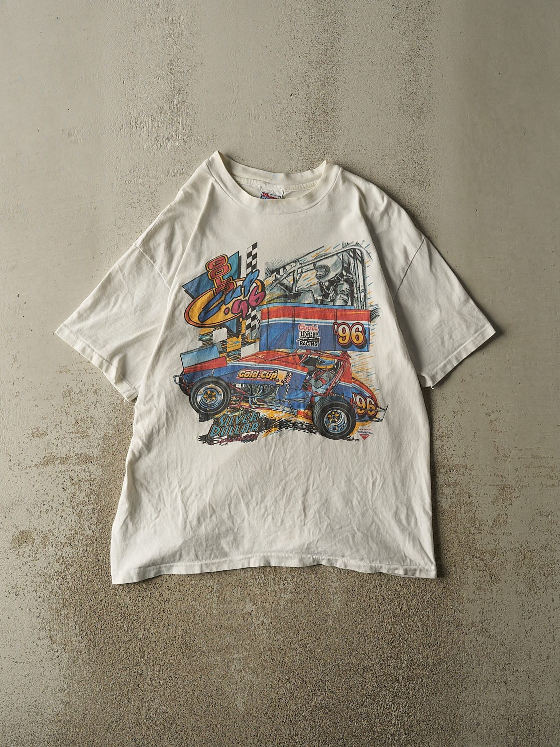 Vintage 96' Beige Gold Cup Racing Tee (L)
