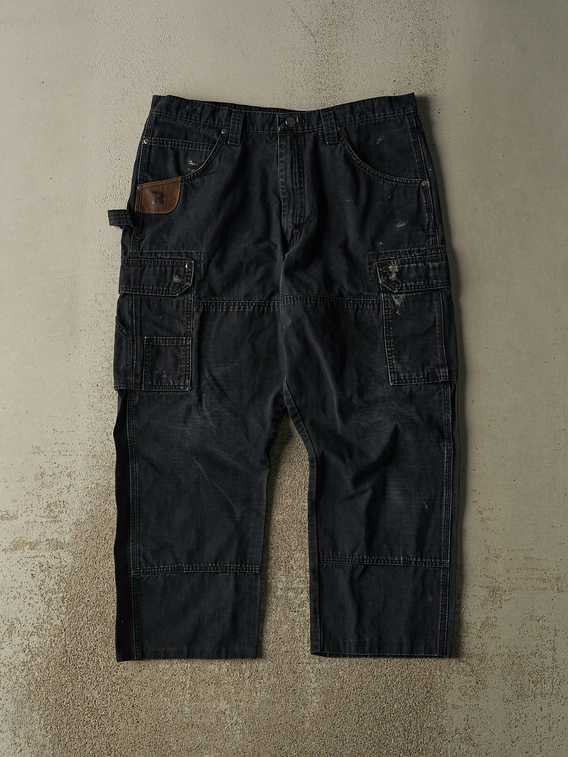 Vintage 90s Faded Black Wrangler Riggs Utility Work Pants (35x26.5)
