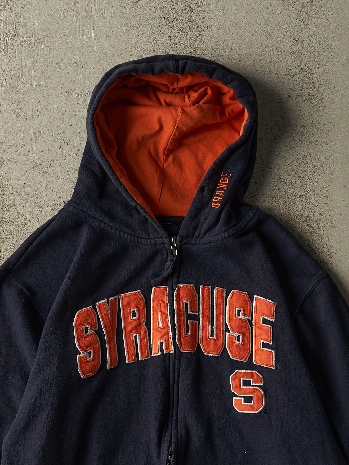Vintage Y2K Navy Blue Syracuse University Embroidered Zip Up Hoodie (S/M)