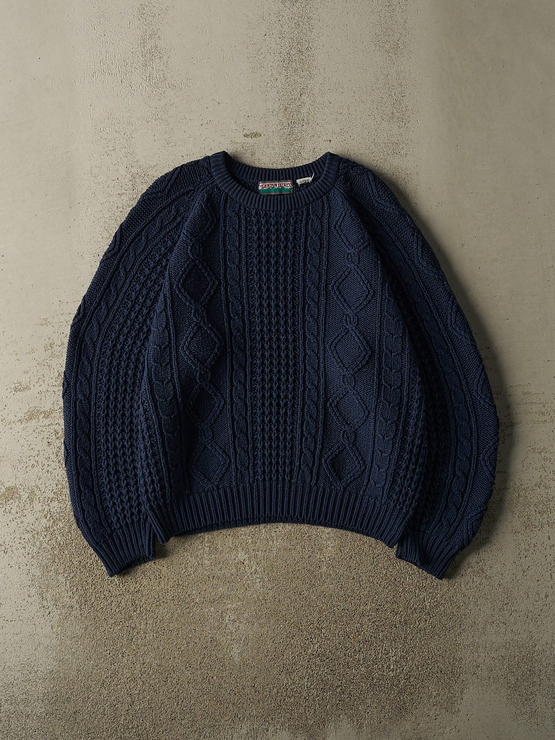 Vintage 80s Navy Blue Patterned Cable Knit (M/L)