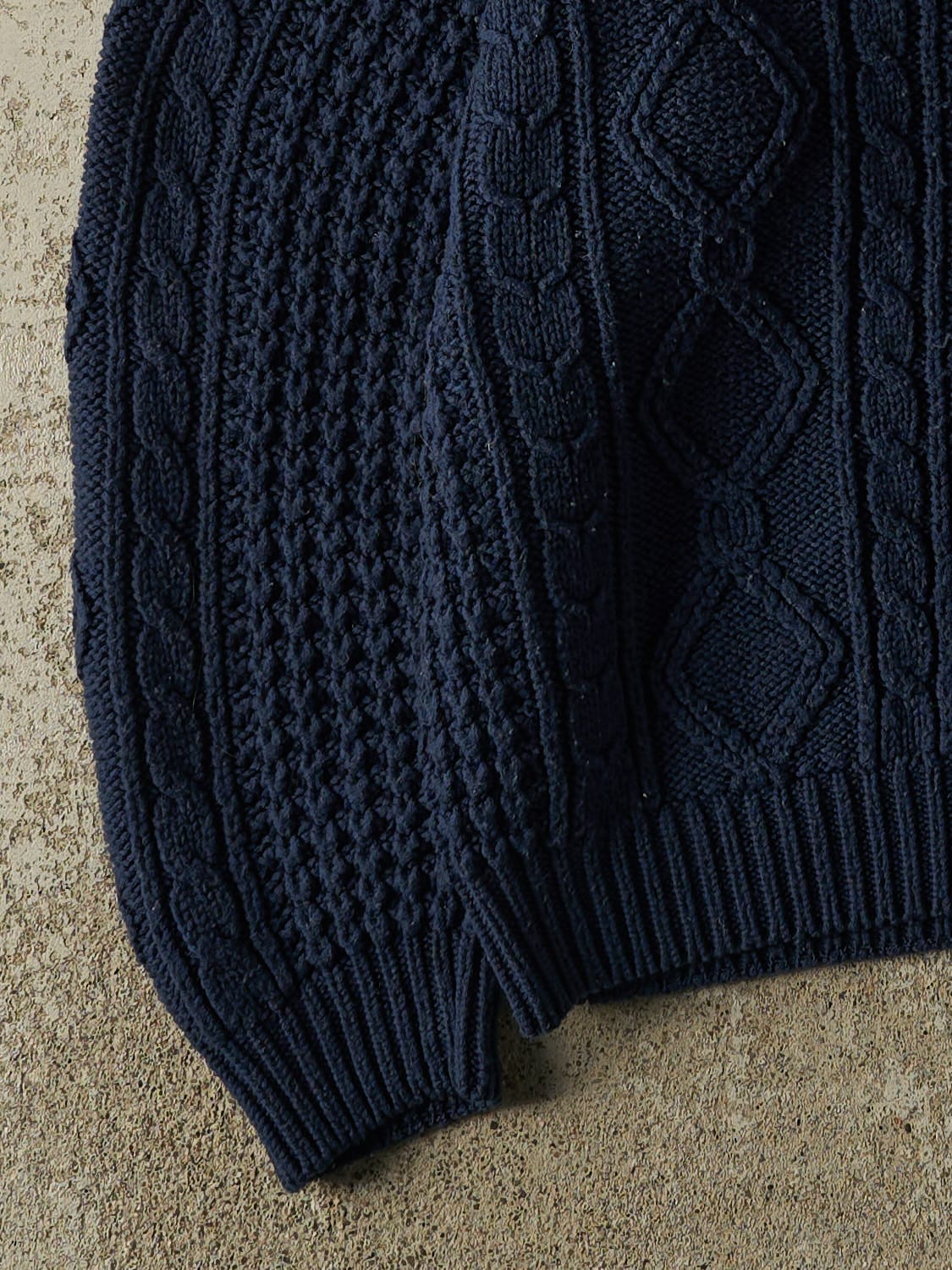 Vintage 80s Navy Blue Patterned Cable Knit (M/L)