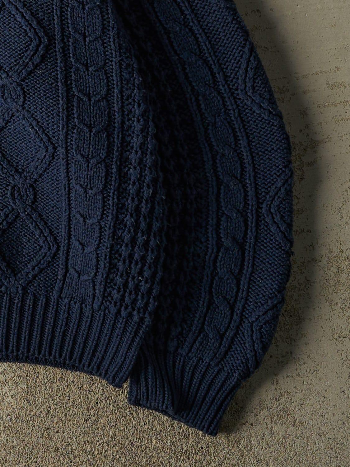 Vintage 80s Navy Blue Patterned Cable Knit (M/L)
