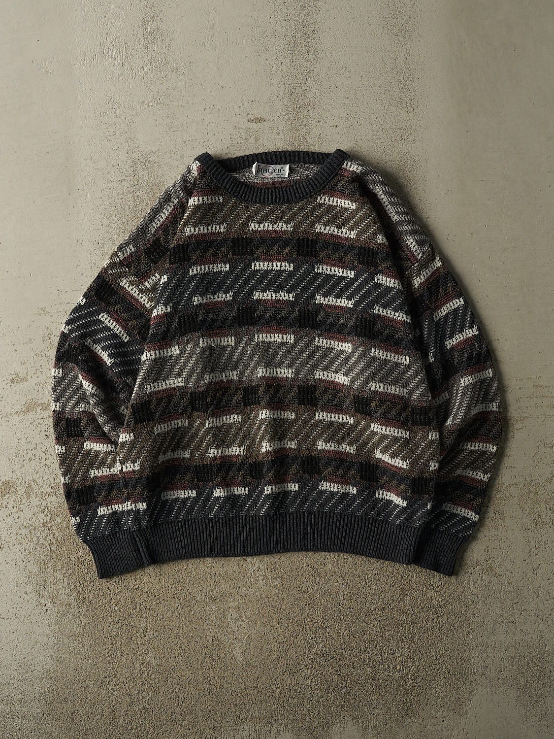 Vintage 80s Green Patterned Knit (L/XL)