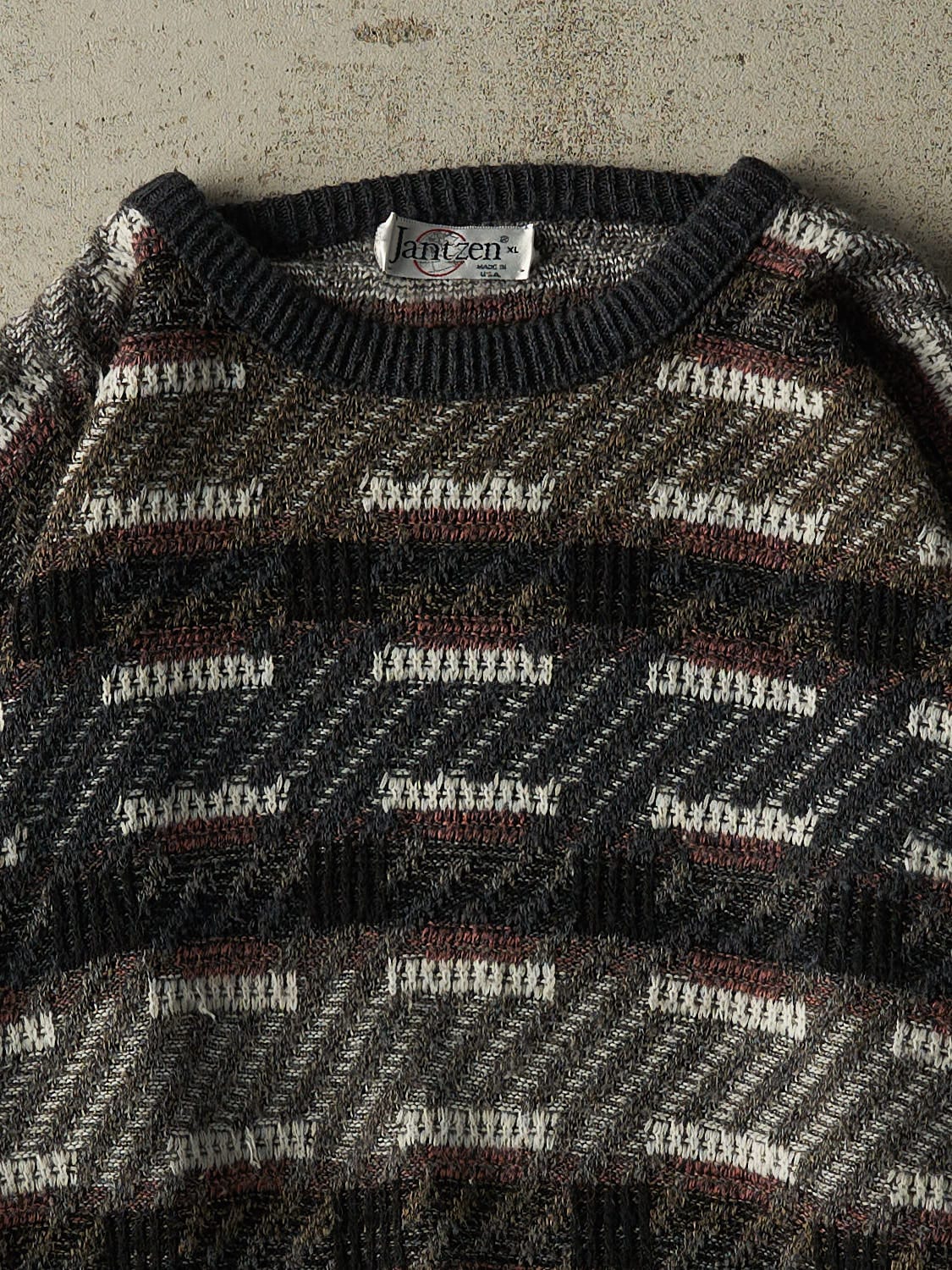 Vintage 80s Green Patterned Knit (L/XL)