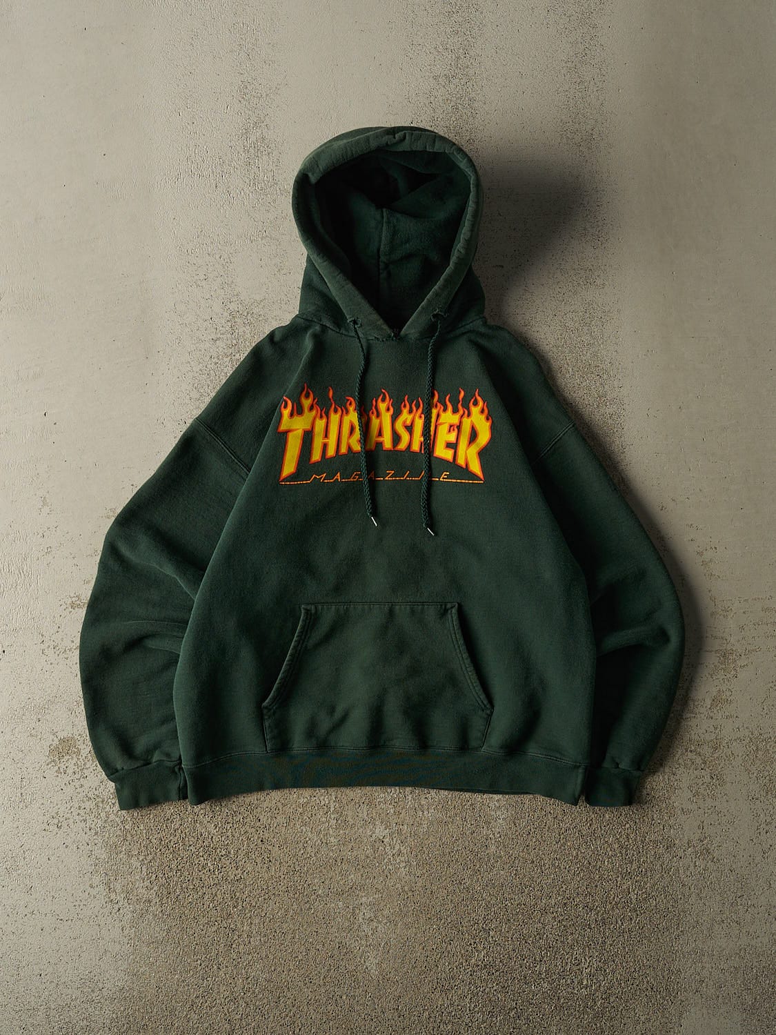 Vintage Y2K Green Thrasher Hoodie (S/M)
