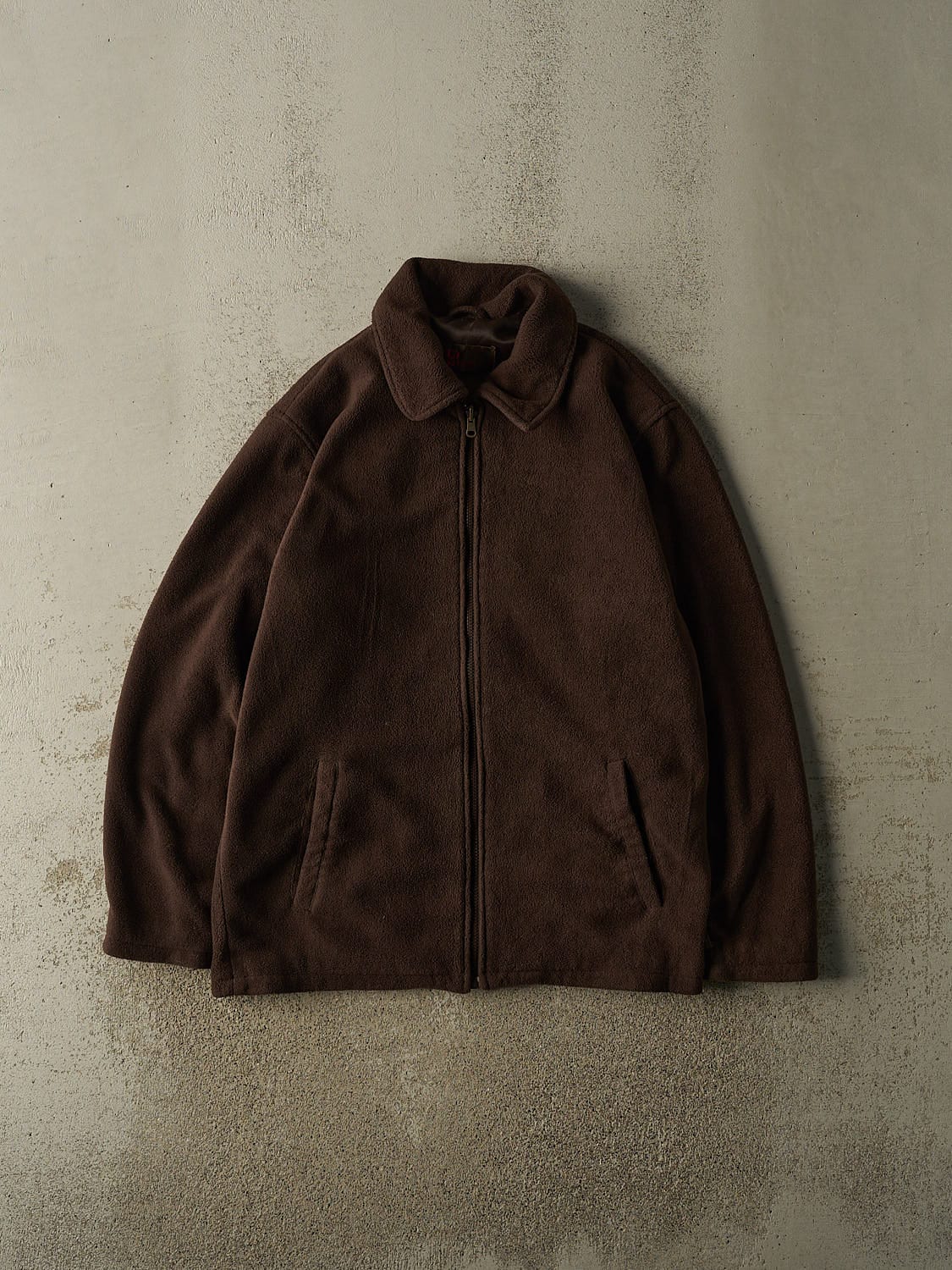 Vintage Y2K Brown Danier Zip Up Lined Fleece Jacket (L)