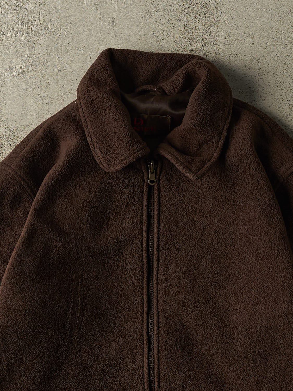 Vintage Y2K Brown Danier Zip Up Lined Fleece Jacket (L)