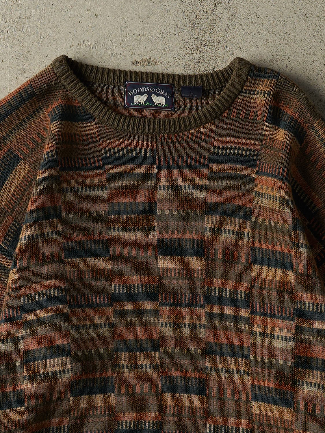 Vintage 80s Green Patterned Knit (L/XL)
