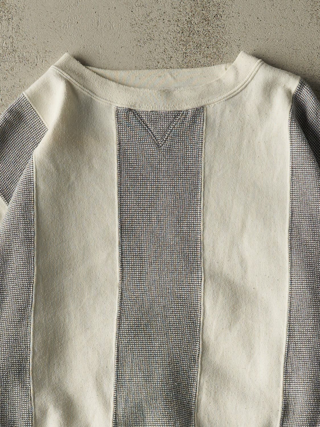 Vintage 90s White Striped Crewneck (XL/XXL)