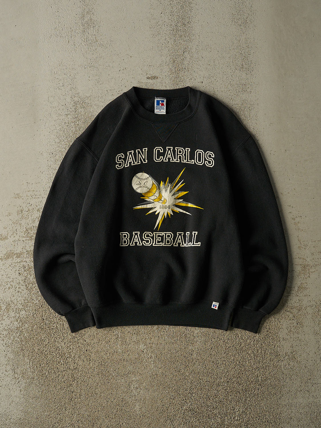 Vintage 94' Black Russell Athletic San Carlos Baseball Crewneck (S/M)