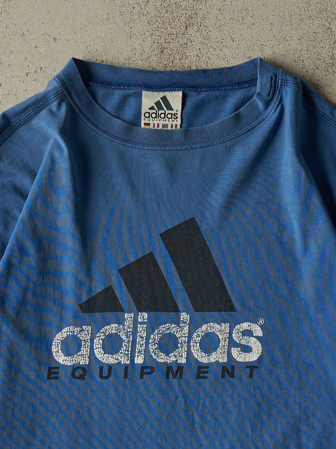 Vintage 90s Faded Blue Adidas Equipment Tee (XL/XXL)