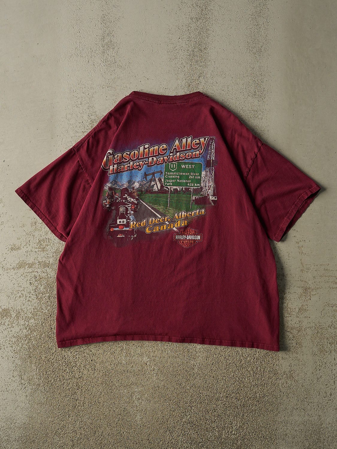 Vintage Y2K Red Harley Davidson Red Deer Alberta Tee (XL/XXL)