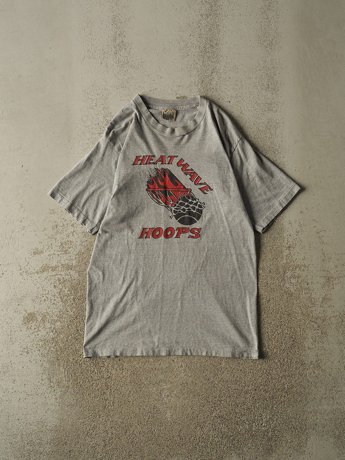Vintage 90s Grey Heat Wave Hoops Single Stitch Tee (S/M)