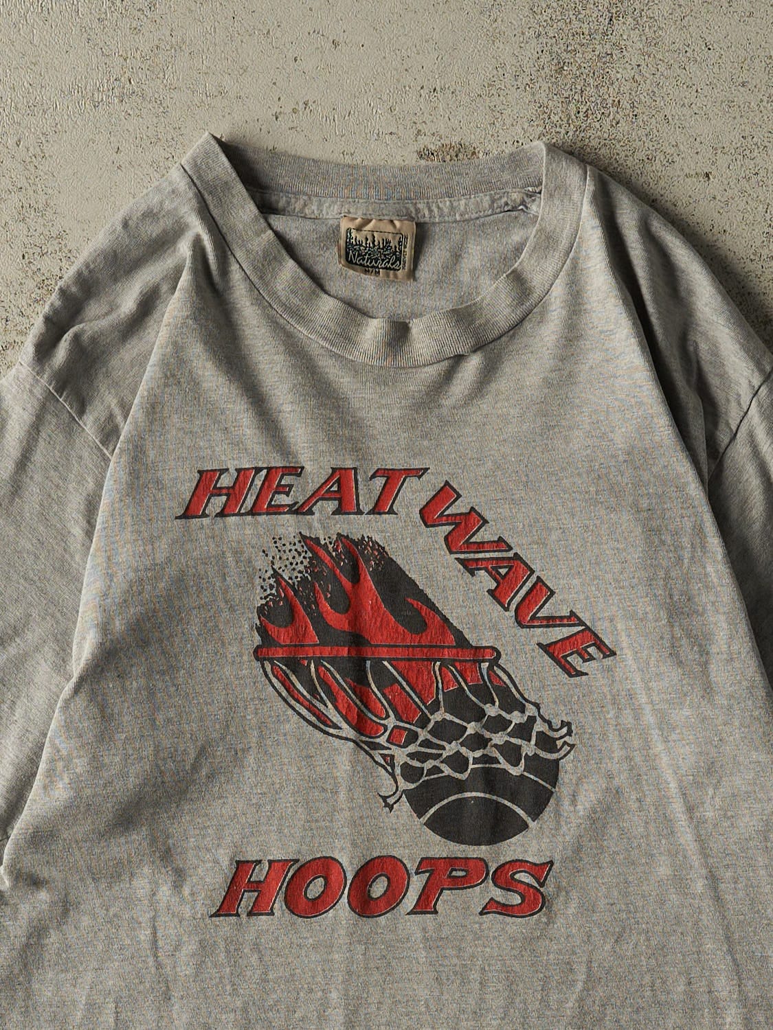 Vintage 90s Grey Heat Wave Hoops Single Stitch Tee (S/M)