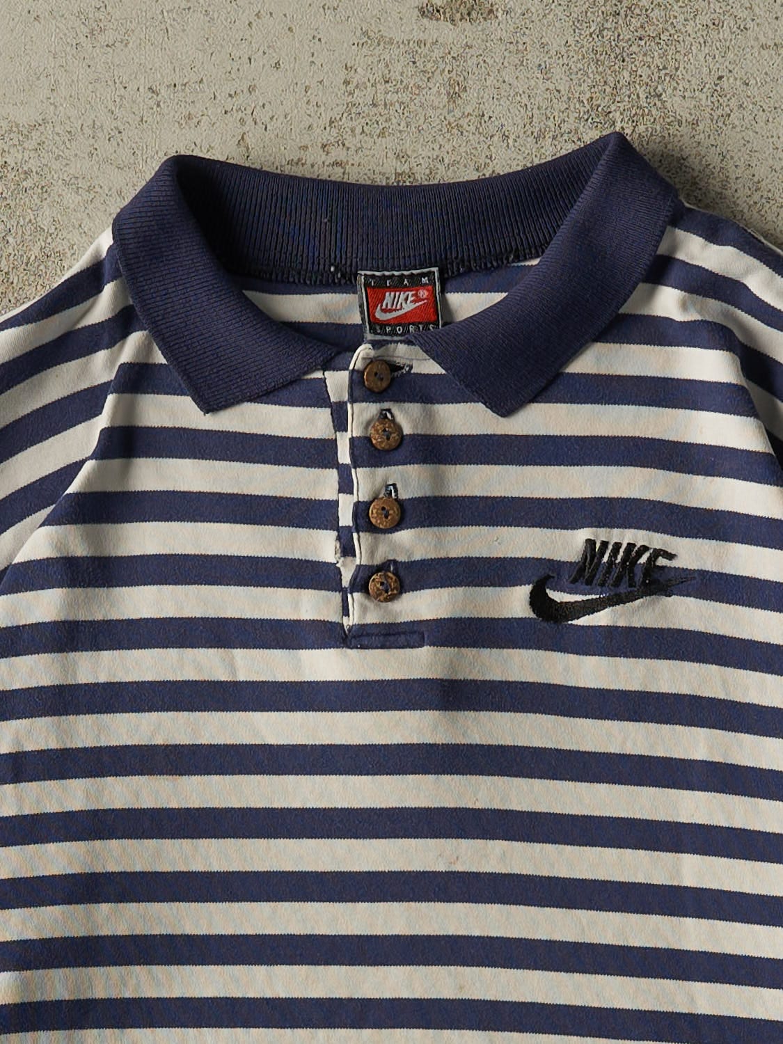 Vintage 90s White Nike Embroidered Quarter Button Tee (S/M)