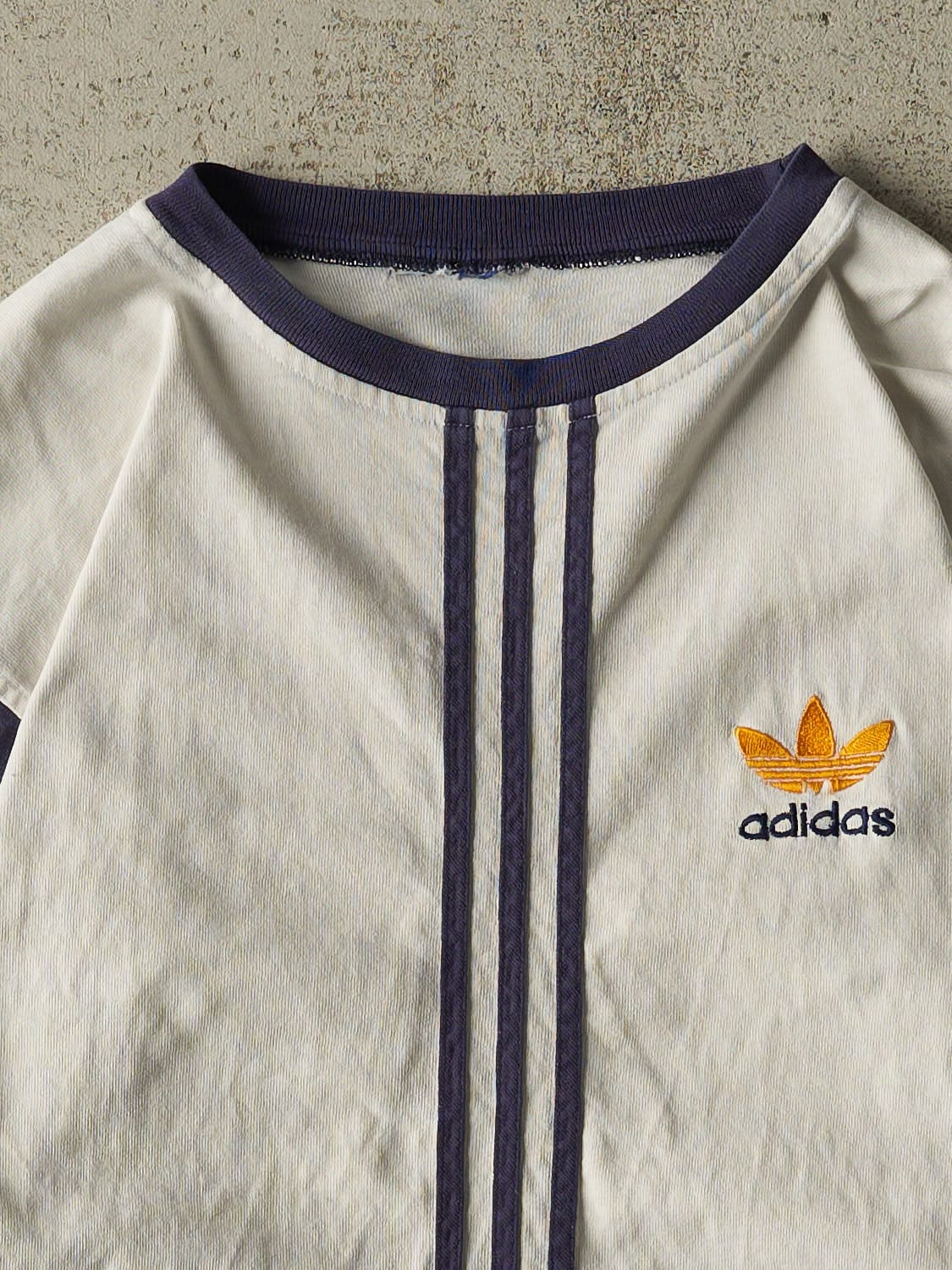 Vintage 90s White Adidas Embroidered Long Sleeve (S/M)