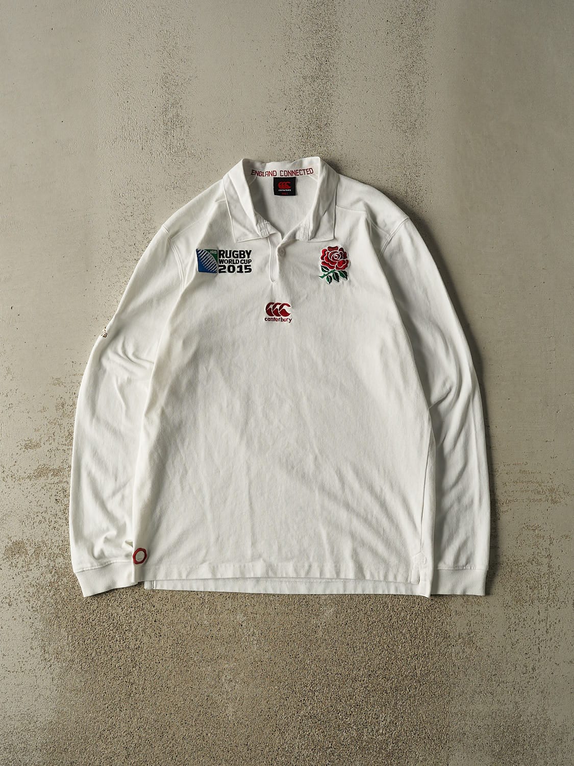 Vintage 15' White Rugby World Cup Quarter Button Long Sleeve (L/XL)