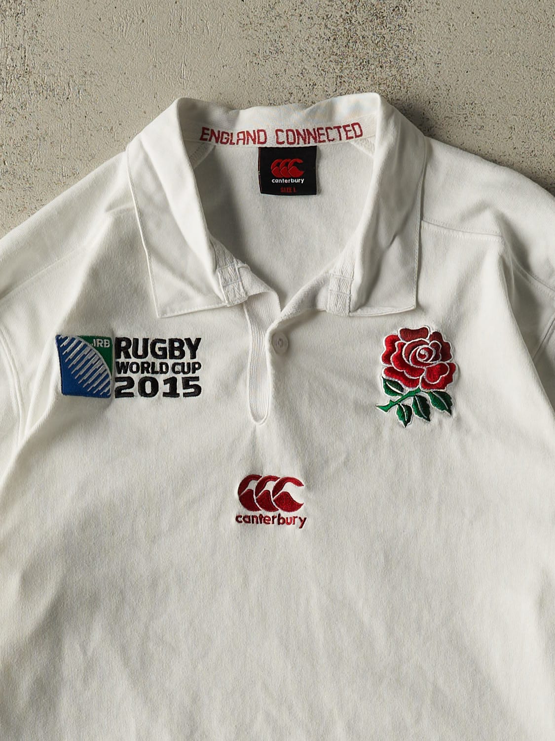 Vintage 15' White Rugby World Cup Quarter Button Long Sleeve (L/XL)