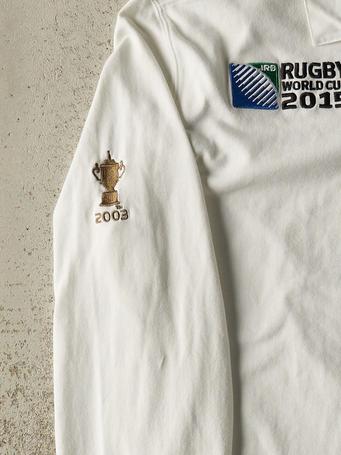 Vintage 15' White Rugby World Cup Quarter Button Long Sleeve (L/XL)