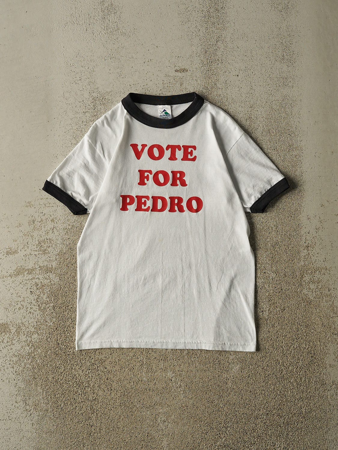 Vintage Y2K White "Vote For Pedro" Napoleon Dynamite Ringer Tee (XS/S)