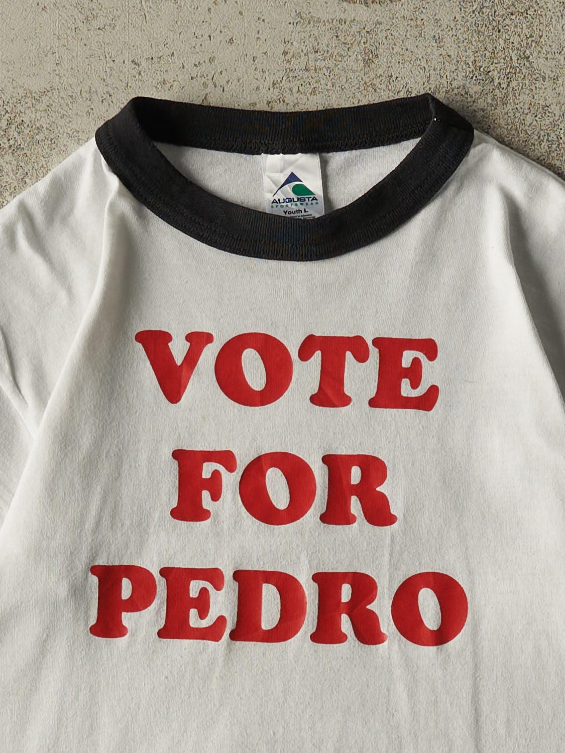 Vintage Y2K White "Vote For Pedro" Napoleon Dynamite Ringer Tee (XS/S)