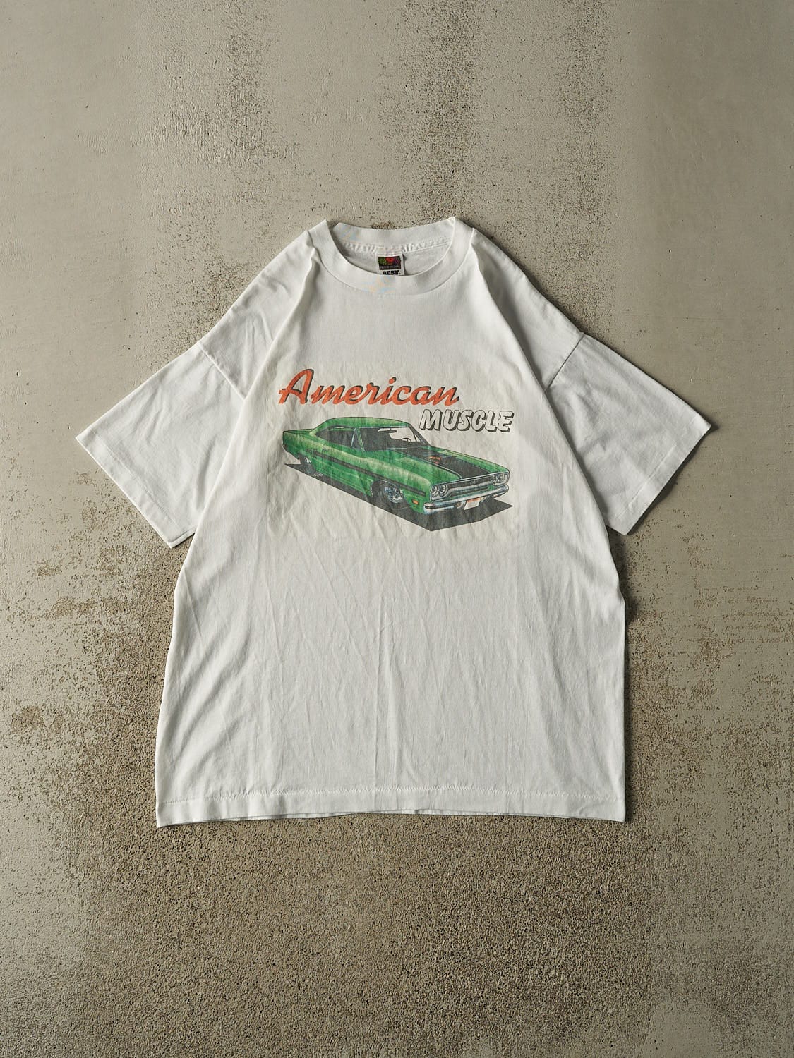 Vintage 90s White American Muscle Car Single Stitch Tee (XL)