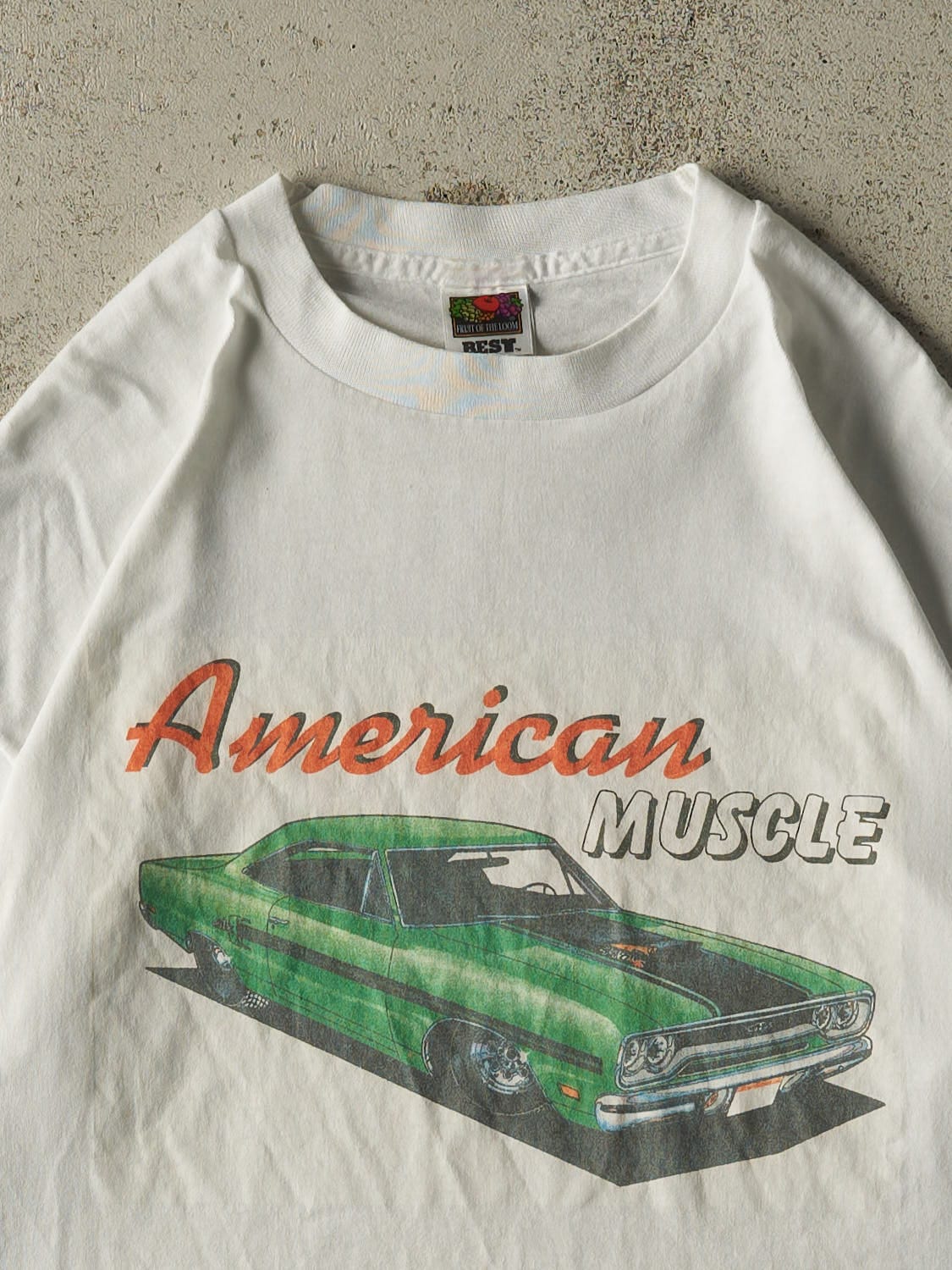 Vintage 90s White American Muscle Car Single Stitch Tee (XL)
