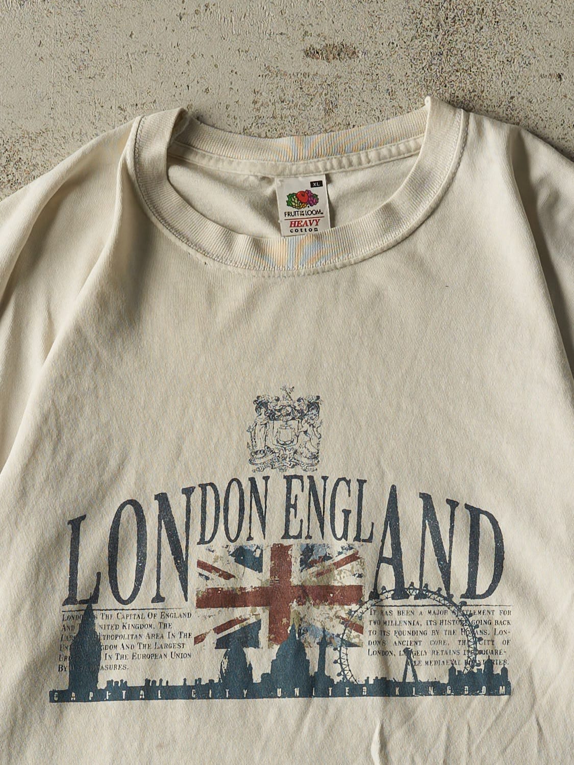 Vintage Y2K Beige London England Tee (M/L)