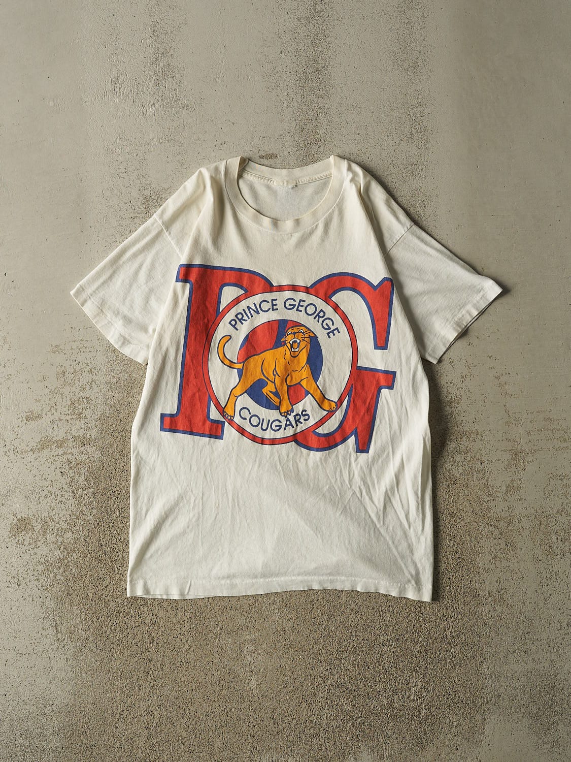 Vintage 90s White Prince George Cougars Single Stitch Tee (L/XL)