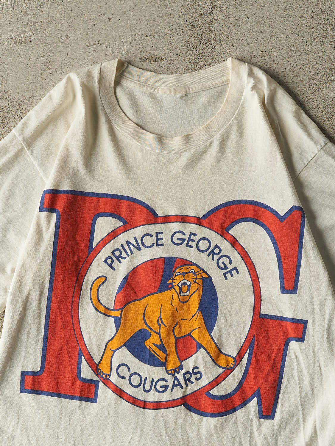 Vintage 90s White Prince George Cougars Single Stitch Tee (L/XL)