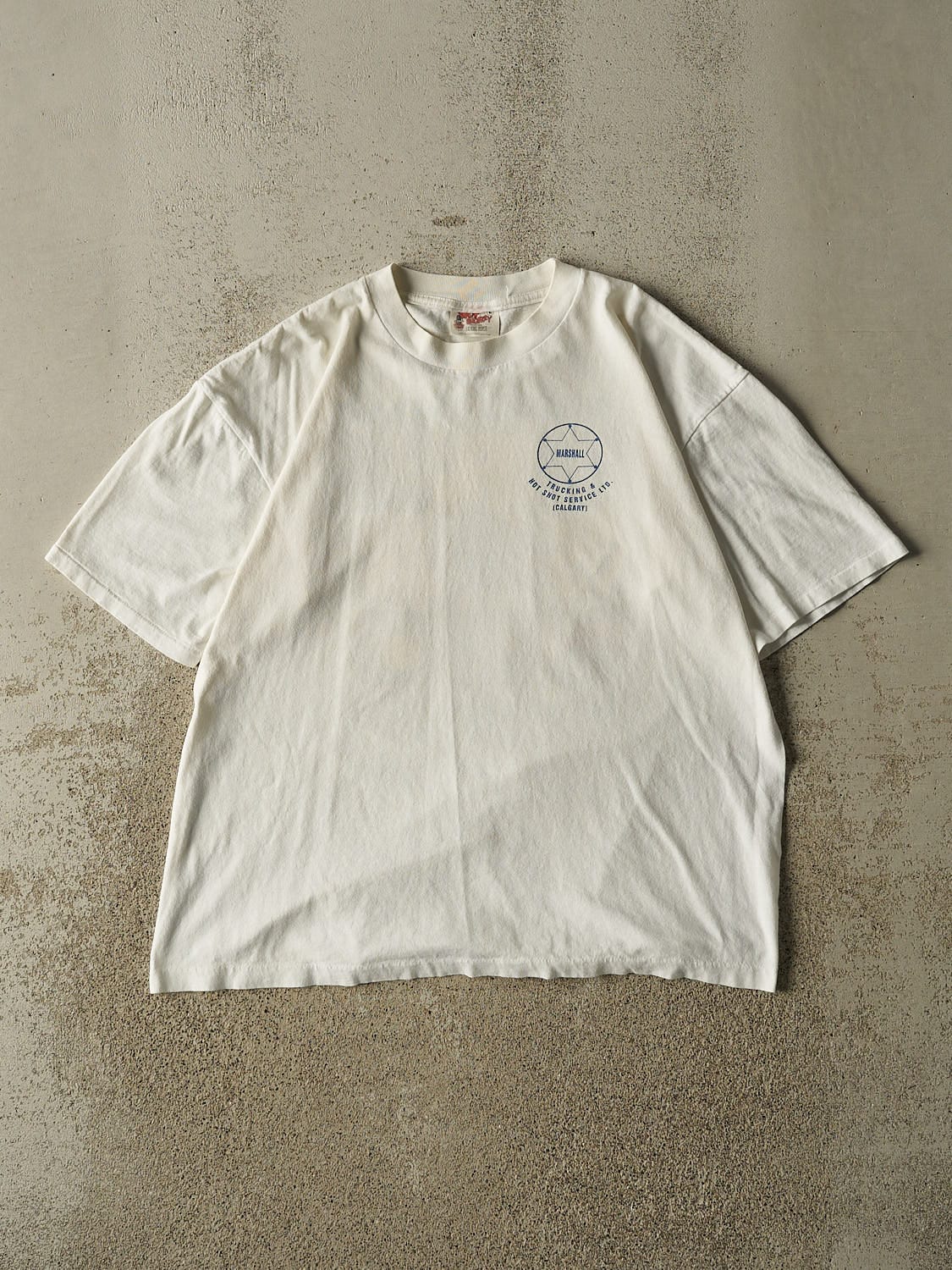 Vintage 90s White Marshall Trucking Single Stitch Beer Tee (L/XL)